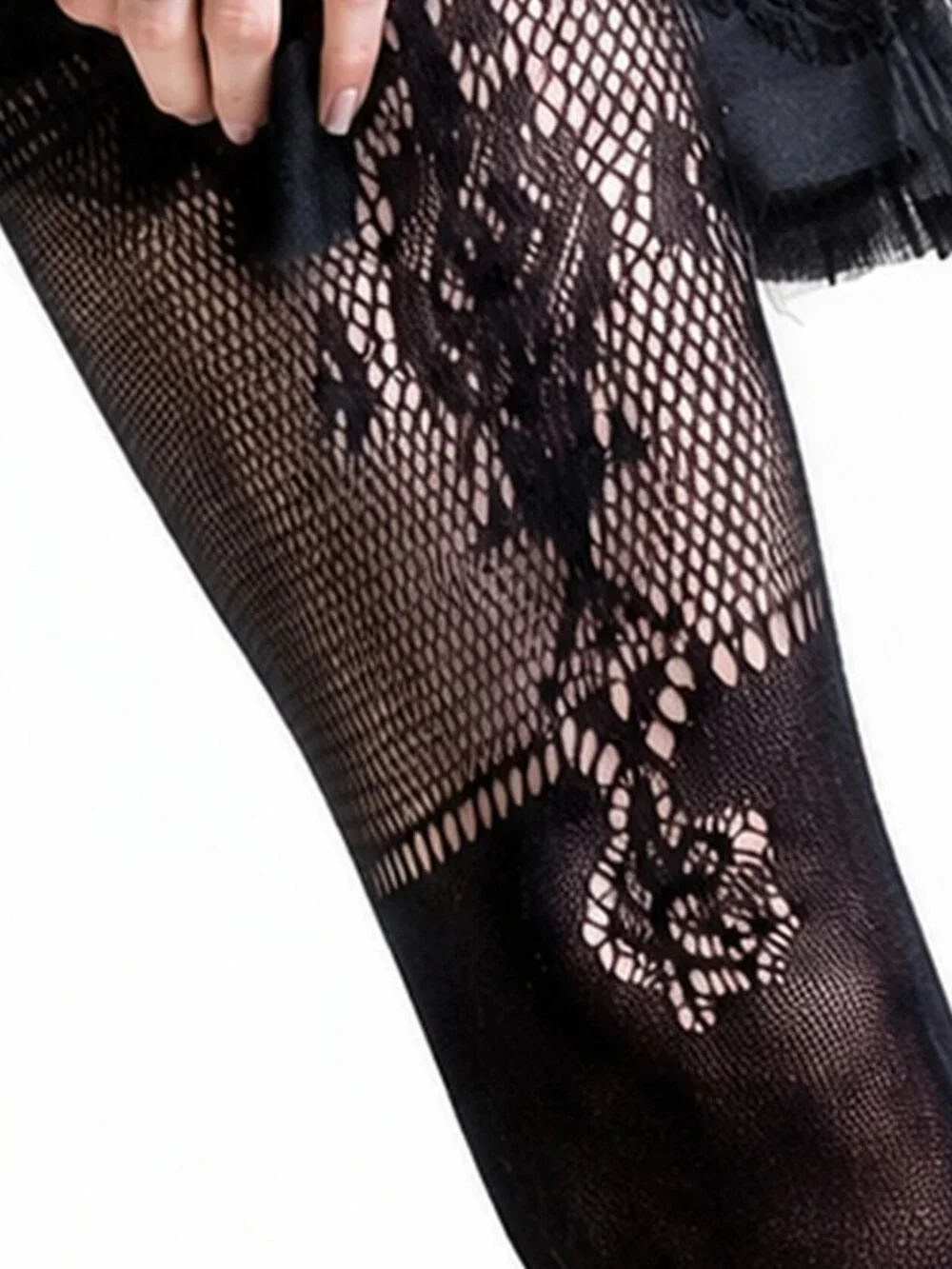 Killer Legs Queen Lace Black Out Fishnet Tights – Black – NWT